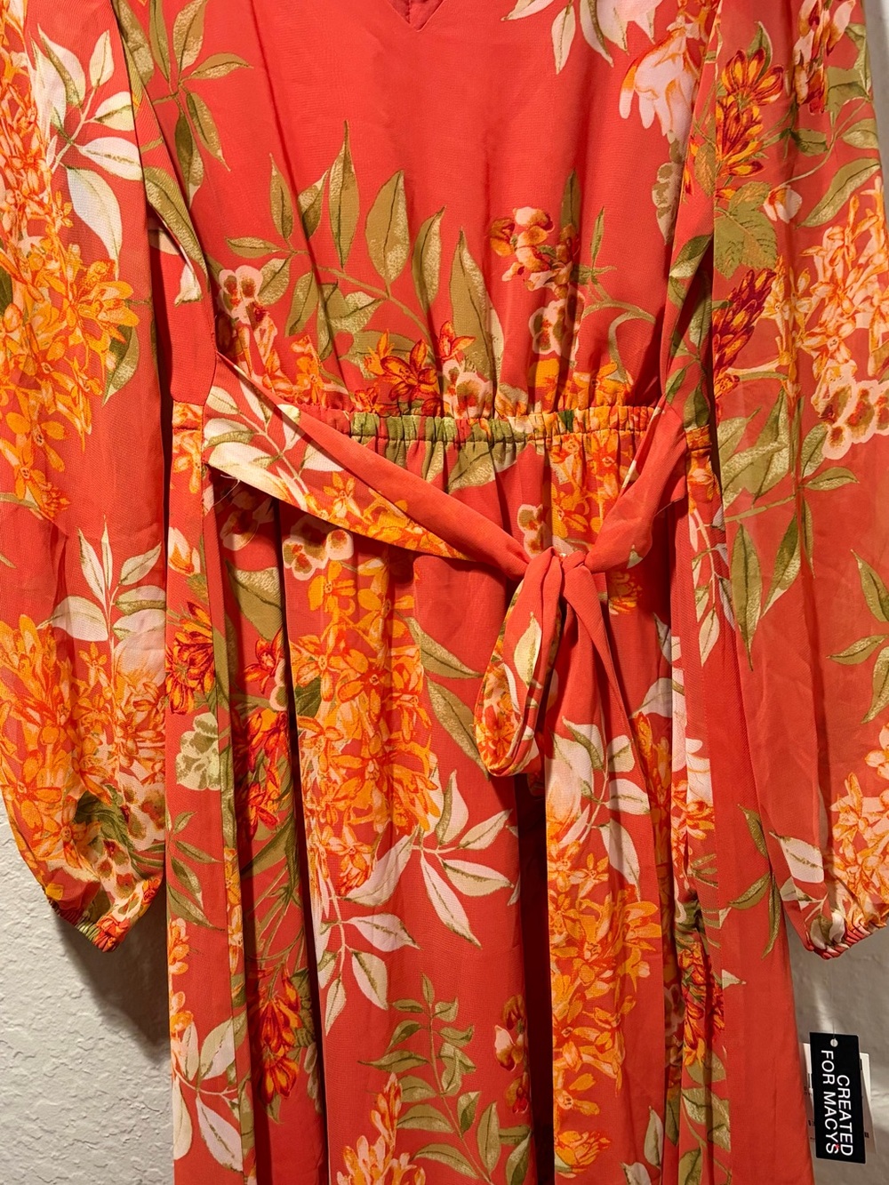 INC International Concepts Coral Floral Long-Sleeve Maxi Dress - Picture 8 of 9